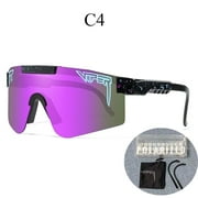 FAJIAN Sports Sunglasses, Polarised Sunglasses, Windproof Dustproof Glasses for Outdoor Use, UV400 Mirrored Lens Cycling Sunglasses for Women and Men, C4
